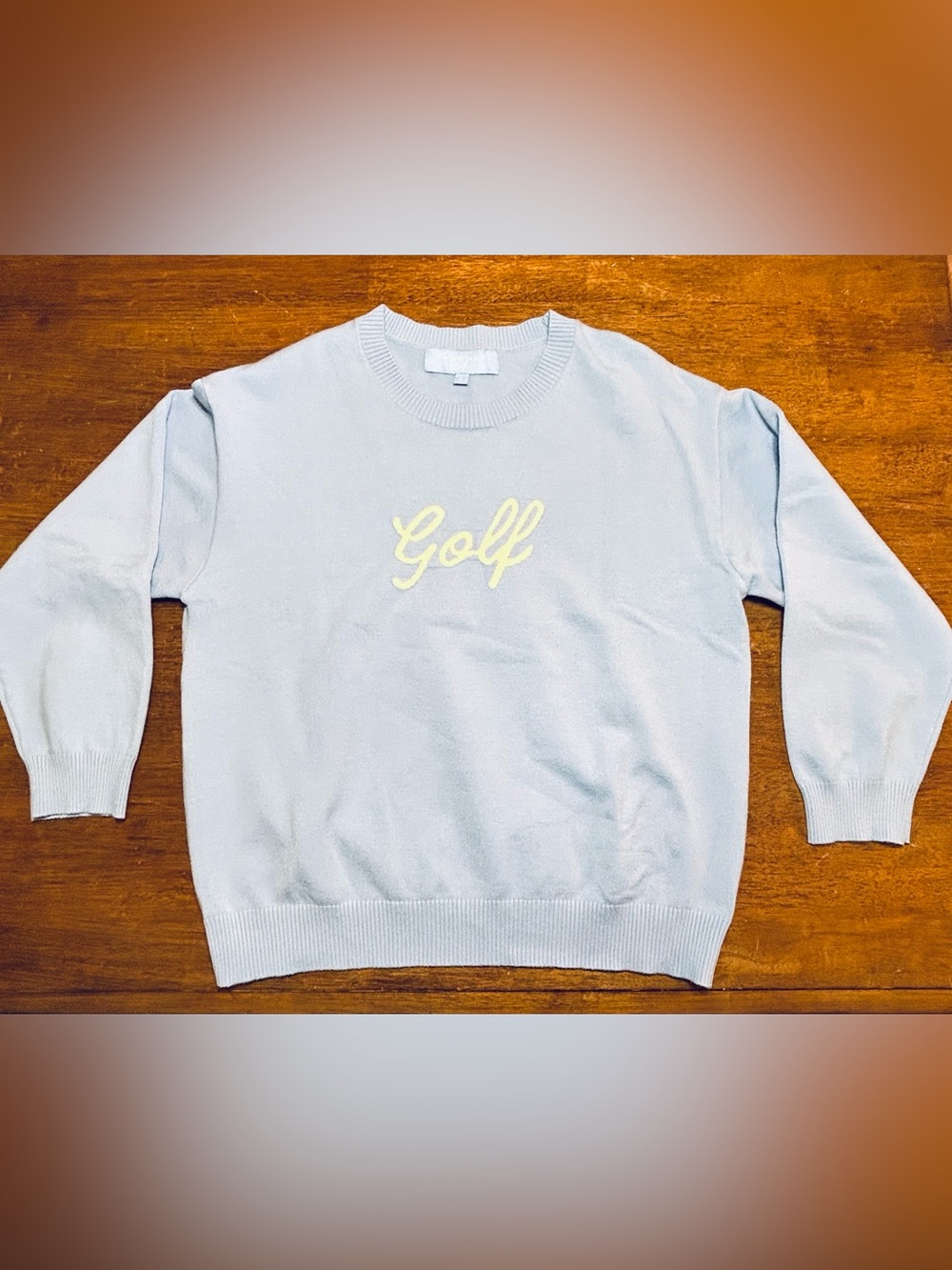 Richer Poorer Pale Blue Crewneck Sweater with Yellow 'Golf' Script